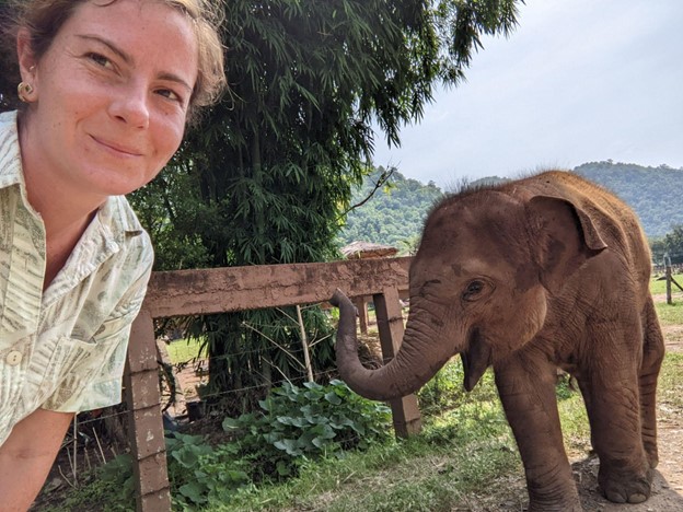 Wagner working with Elephant Nature Park in Chiang Mai, Thailand, where she will complete her dissertation research. Photo credit: Kelsey Merreck Wagner